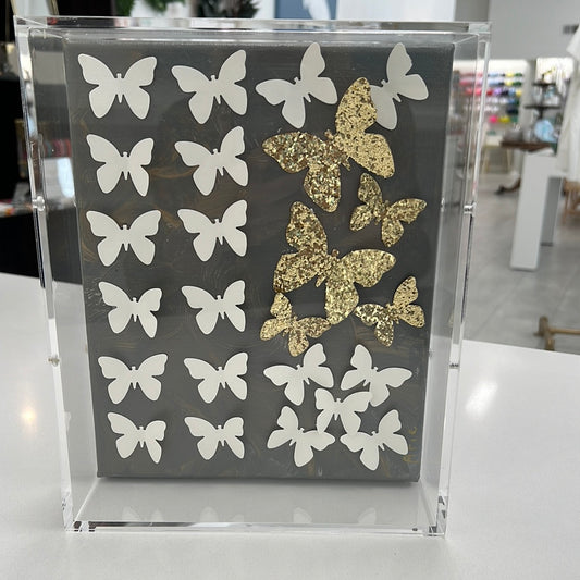 Glitter Gold and White Butterflies