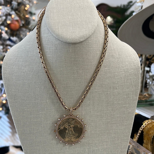A11 LG LADY COIN CZ ON GLD CHAIN